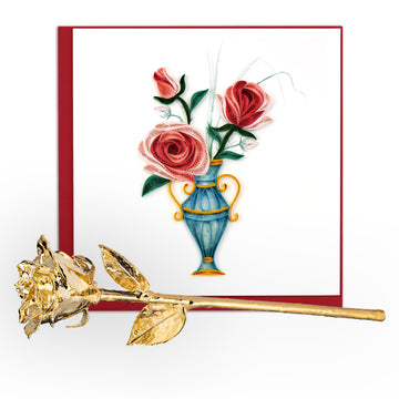 Mother's Day Card Combo (Quilling Card & 24K Forever Rose Gold)