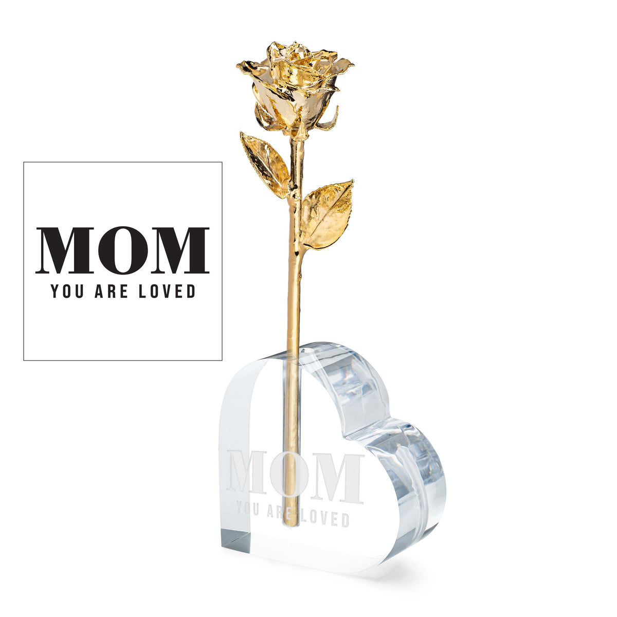 &quot;Mom You Are Loved&quot; Heart Vase (1 Rose)