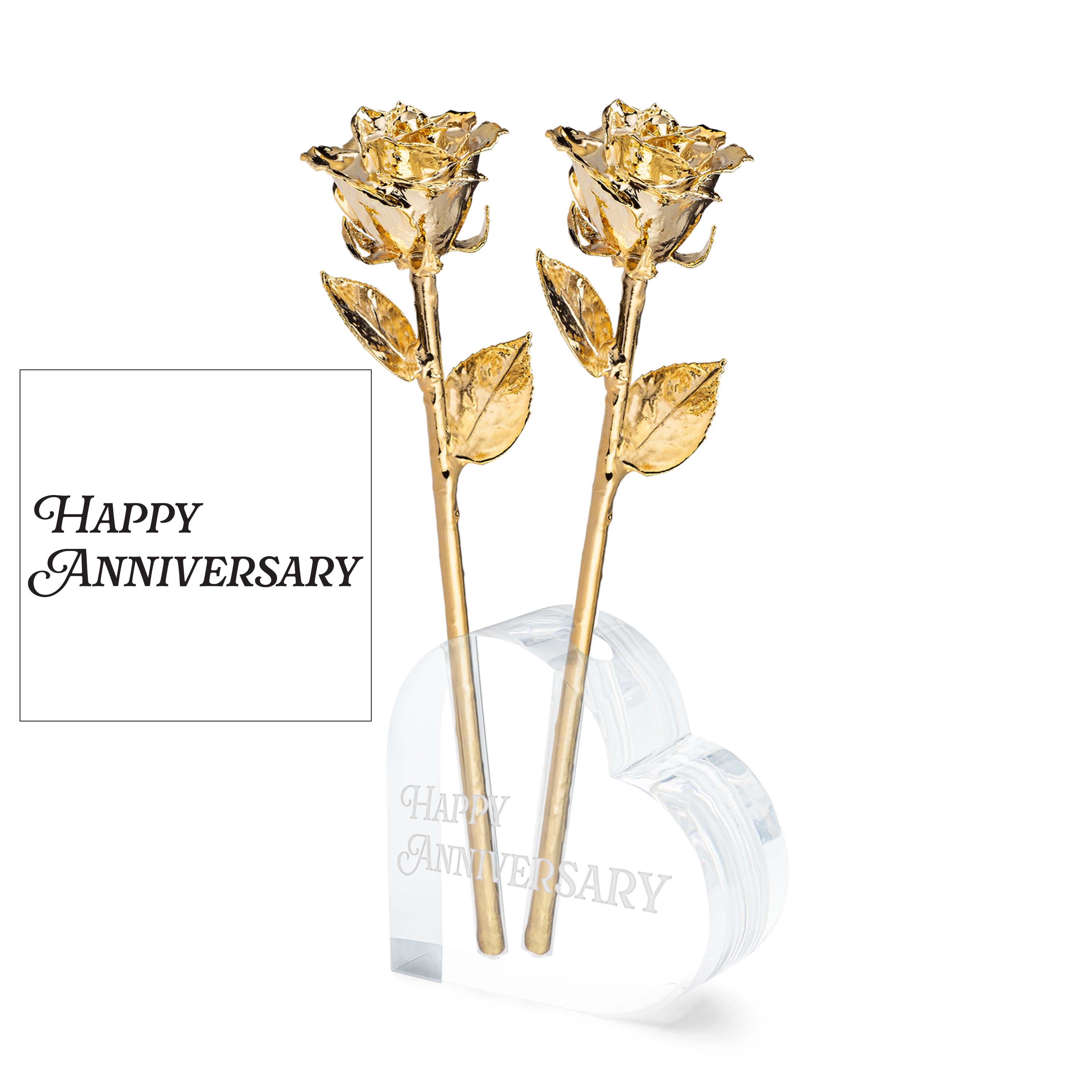 Happy Anniversary 2 Rose Combo (24K Gold) - The Forever Rose
