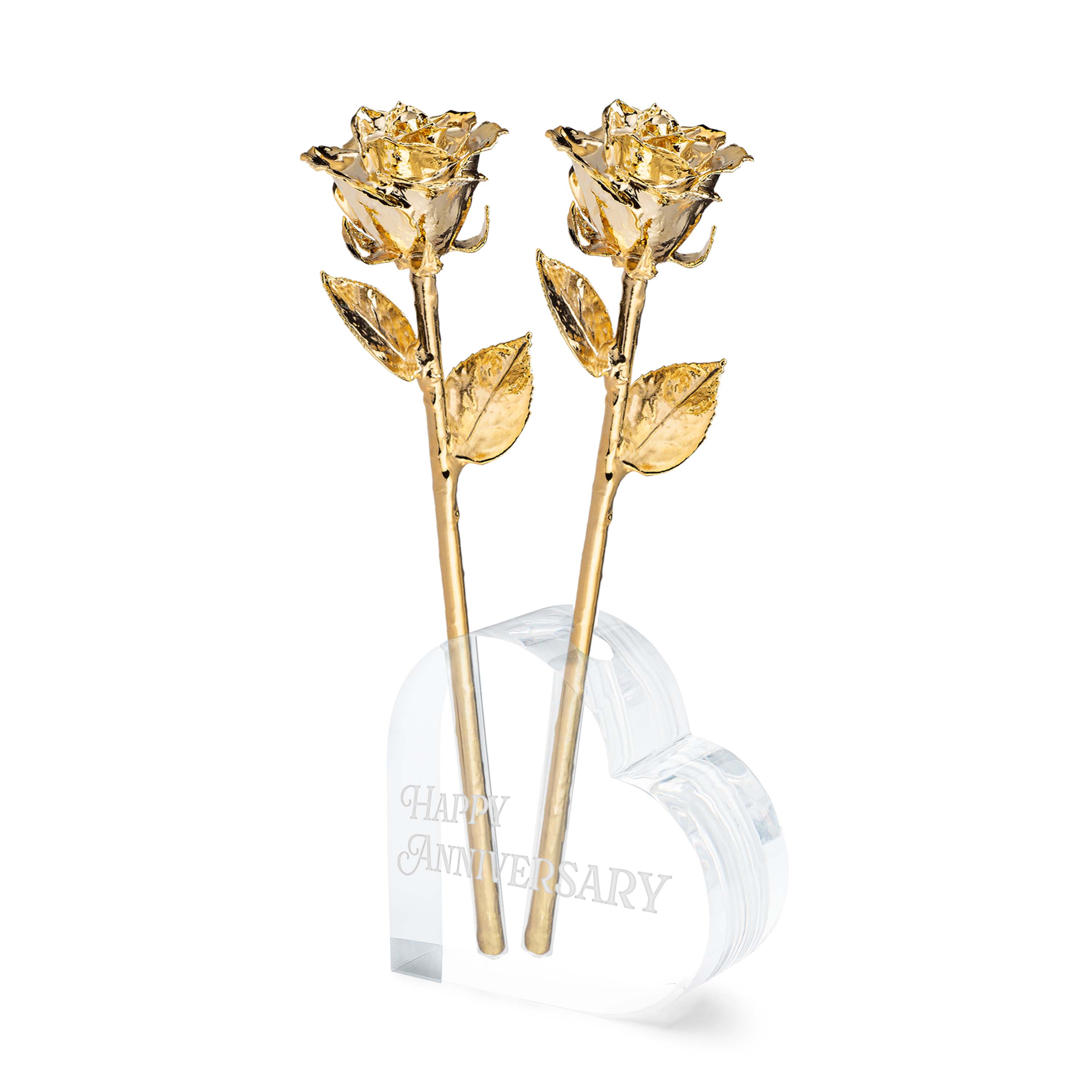 "Happy Anniversary" Heart Vase (2 Roses)