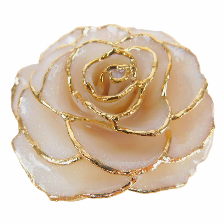 Forever Rose Ornament - 24K Gold Trim Diamond Sparkle