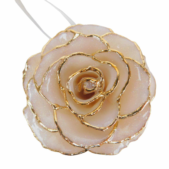 Forever Rose Ornament - 24K Gold Trim Diamond Sparkle