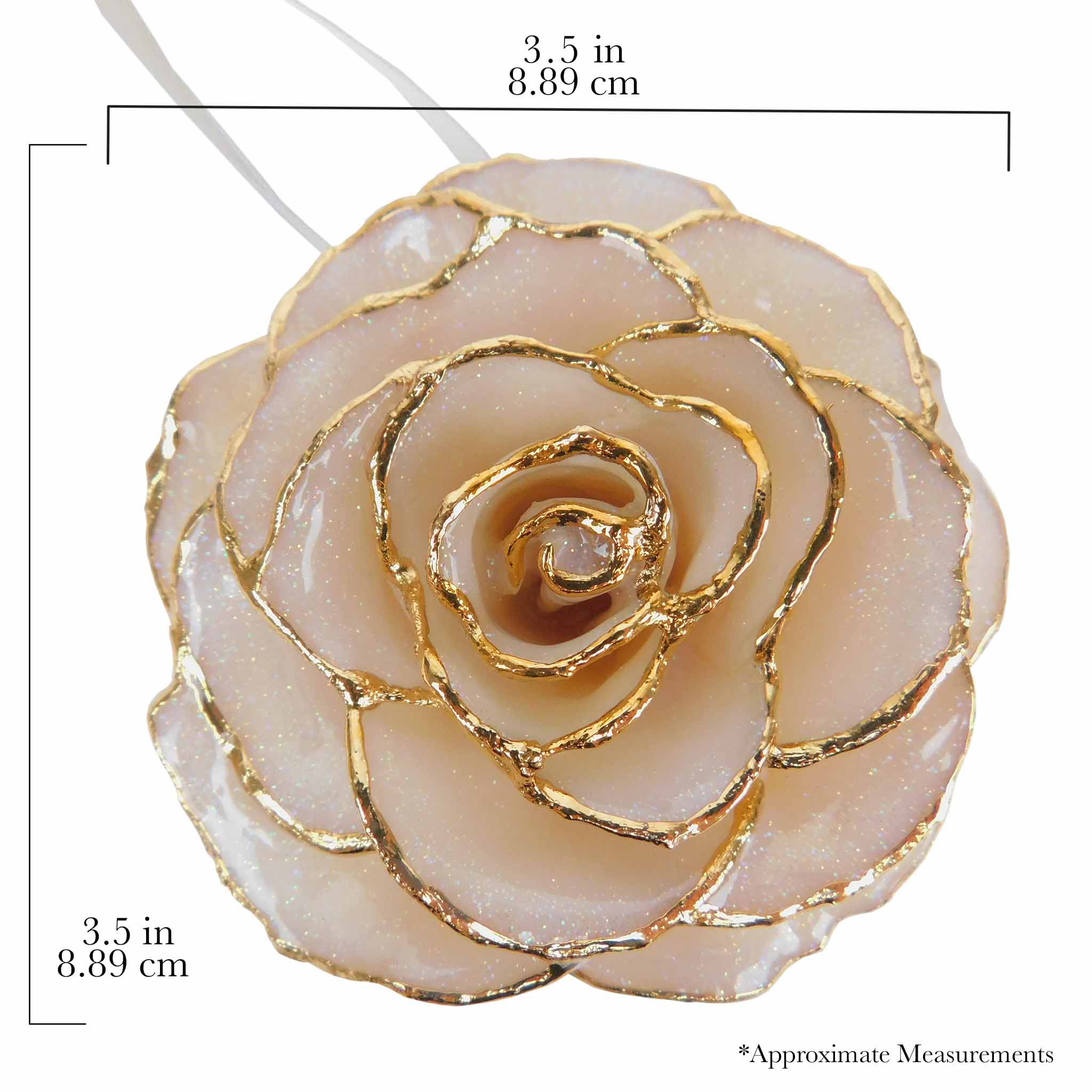 Forever Rose Ornament - 24K Gold Trim Diamond Sparkle