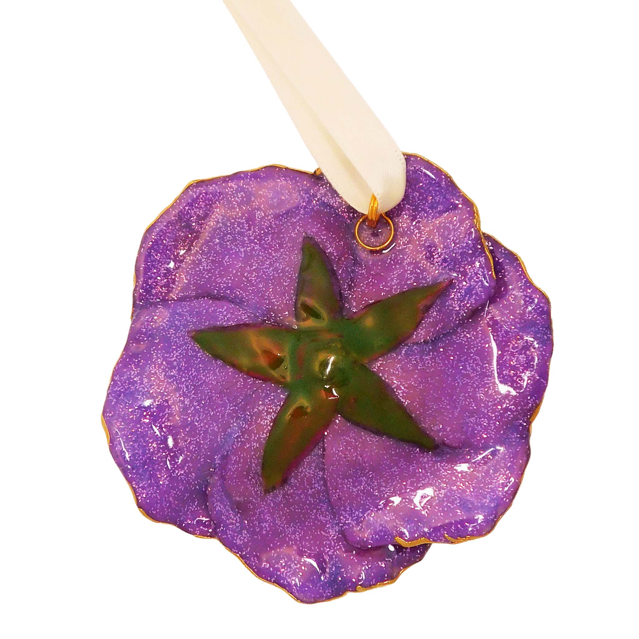 Forever Rose Ornament - 24K Gold Trim Majestic Bloom