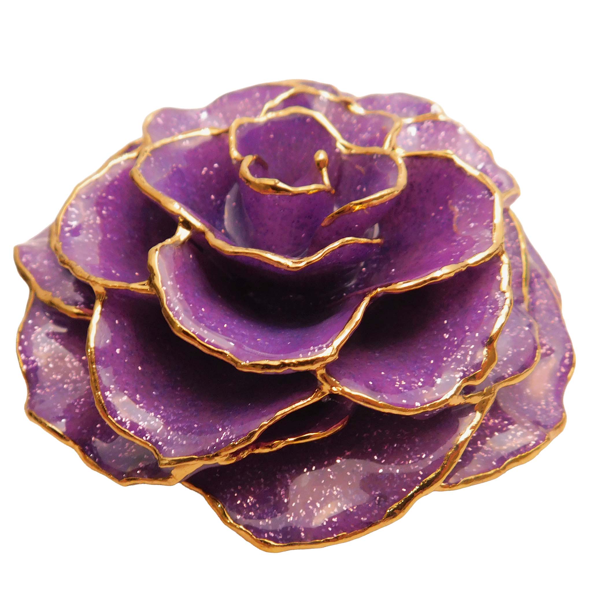 Forever Rose Ornament - 24K Gold Trim Majestic Bloom