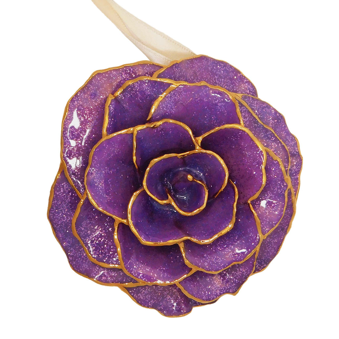 Forever Rose Ornament - 24K Gold Trim Majestic Bloom