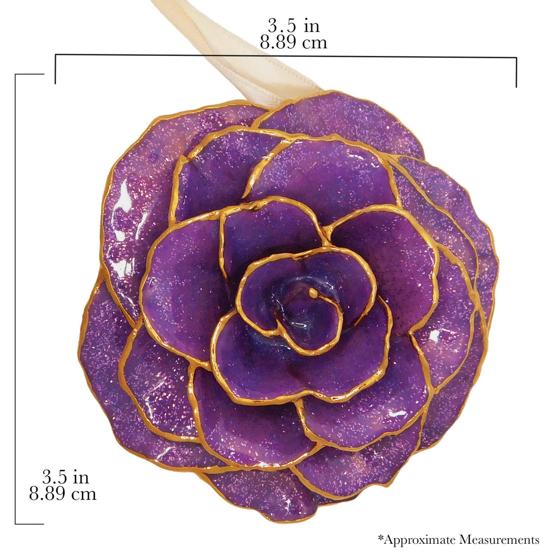 Forever Rose Ornament - 24K Gold Trim Majestic Bloom