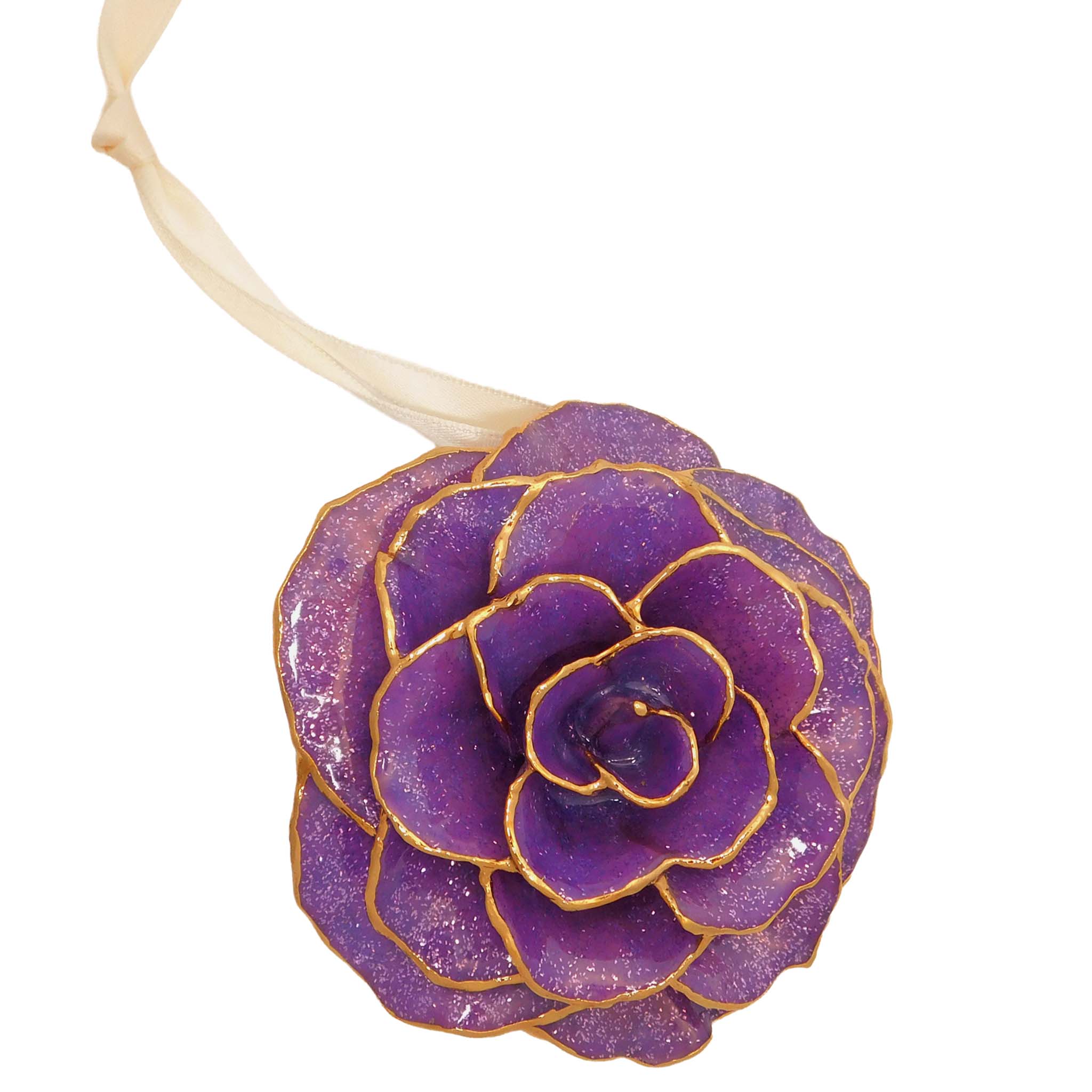 Forever Rose Ornament - 24K Gold Trim Majestic Bloom