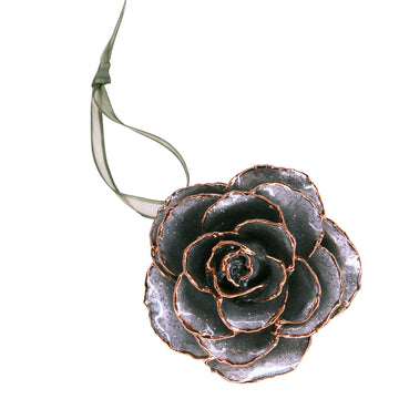 Forever Rose Ornament - 24K Gold Trim Silver Bells