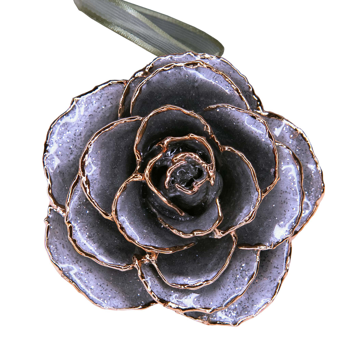 Forever Rose Ornament - 24K Gold Trim Silver Bells