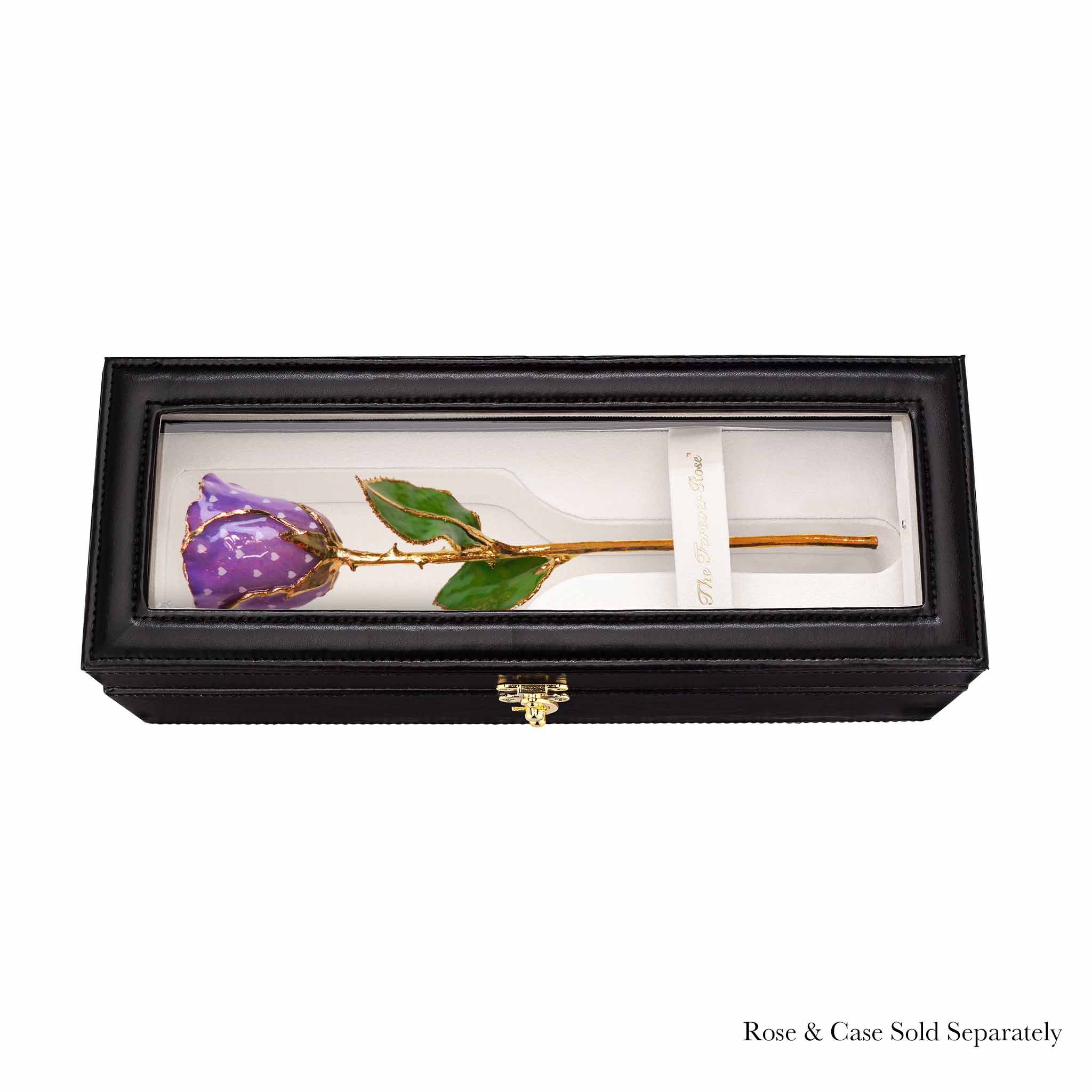 24K Gold Forever Rose - Heart Rose - Purple (White Hearts)