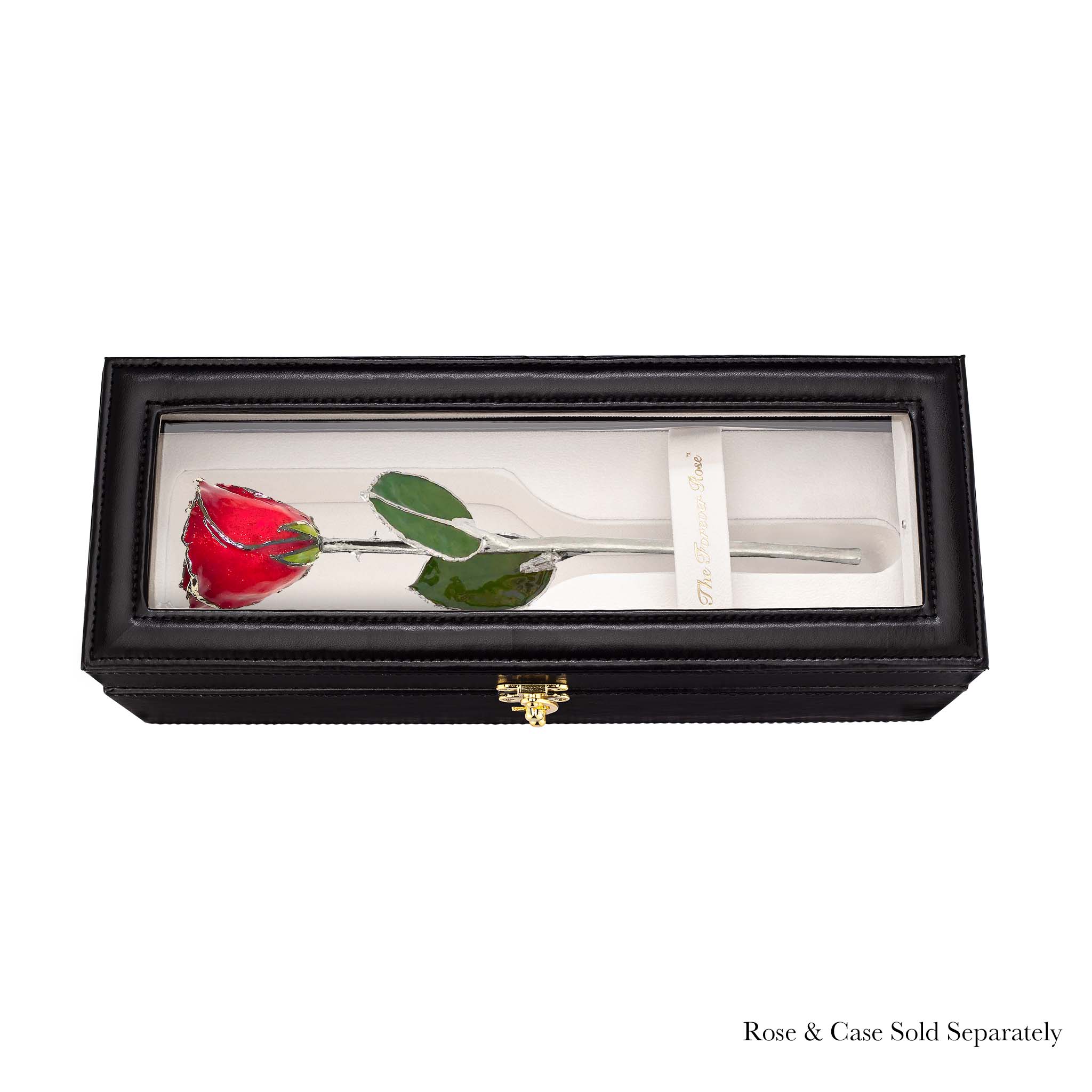 Silver Forever Rose - Ruby Red Sparkle (July Birthstone)