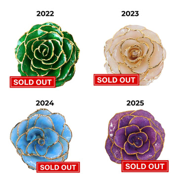 Forever Rose Ornament - 24K Gold Trim Silver Bells