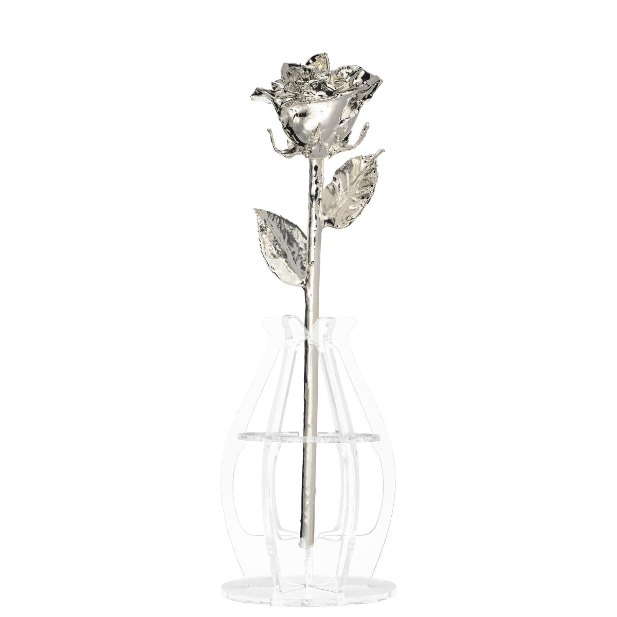 &quot;Happy Birthday&quot; Personalized Silver Forever Rose Combo with Bloom Box &amp; Phantom Vase™ Combo