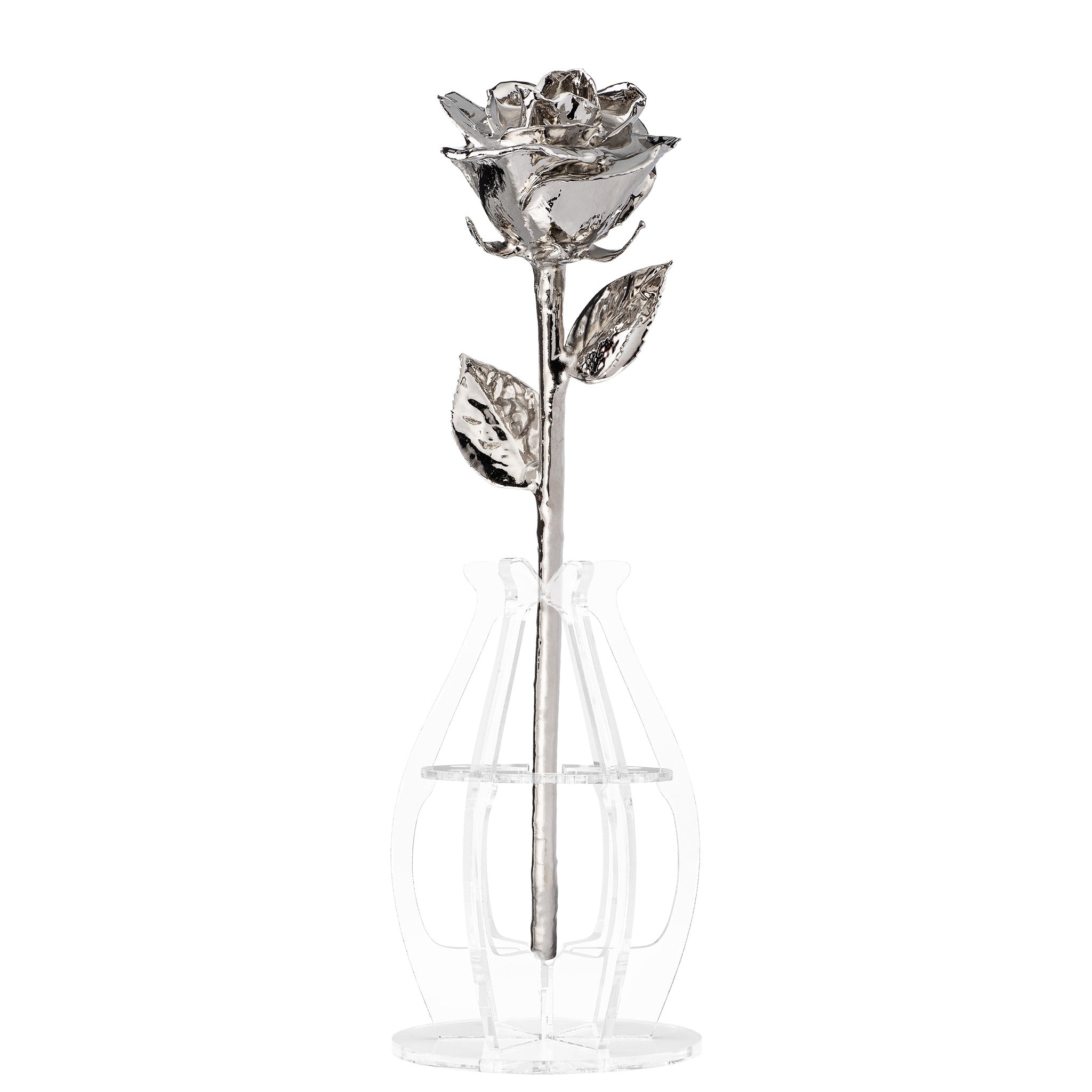 "Happy Birthday" Personalized Platinum Forever Rose Combo with Bloom Box & Phantom Vase™ Combo