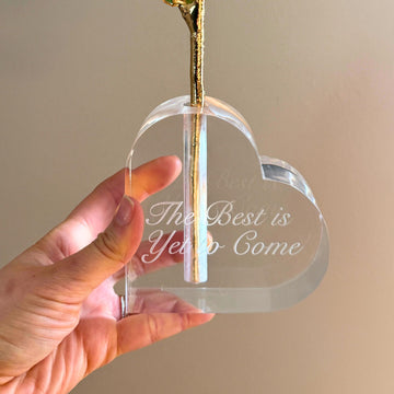 Custom Laser Engraved Acrylic Heart Vase for 1 Rose (Price Includes Engraving, May Ship Separately)