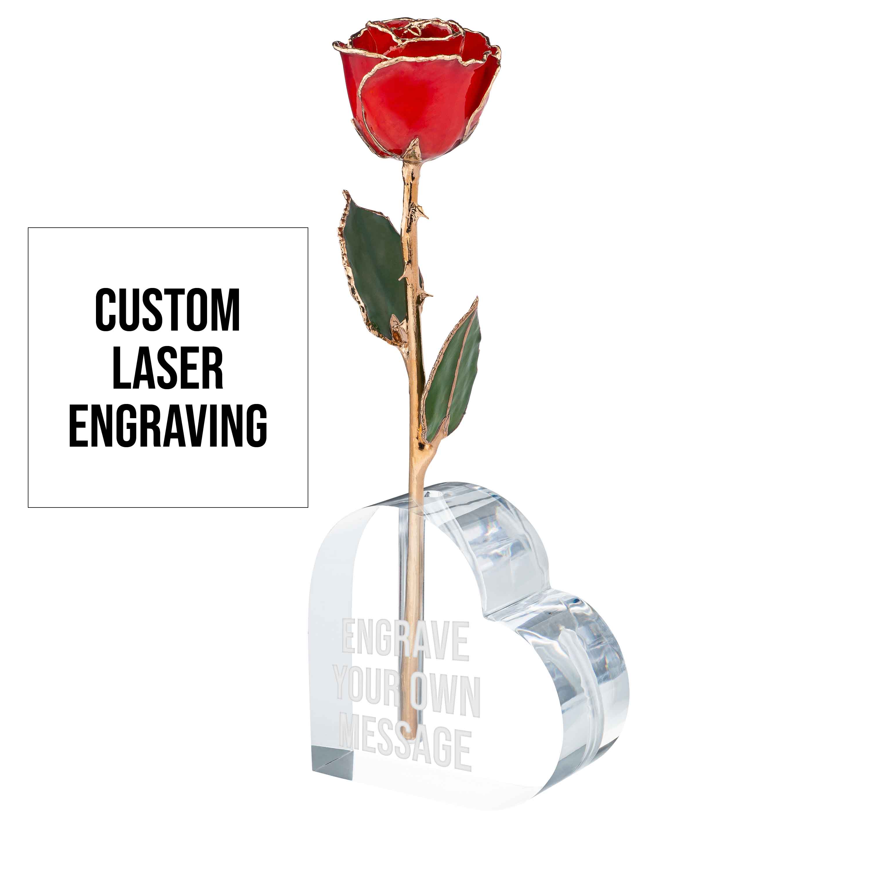 Custom Laser Engraved Acrylic Heart Vase for 1 Rose (Price Includes Engraving, May Ship Separately)
