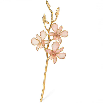 24K Gold Dipped Orchid in Pink Lace view of gold stem and flowers
