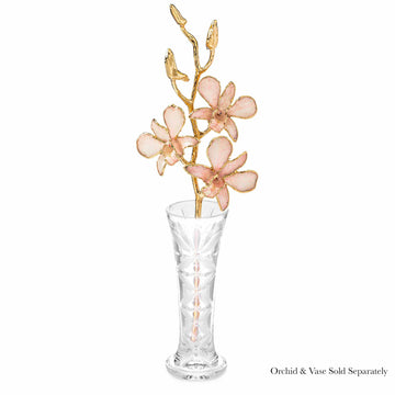 24K Gold Dipped Orchid in Pink Lace view of gold stem and flowers in optional crystal vase