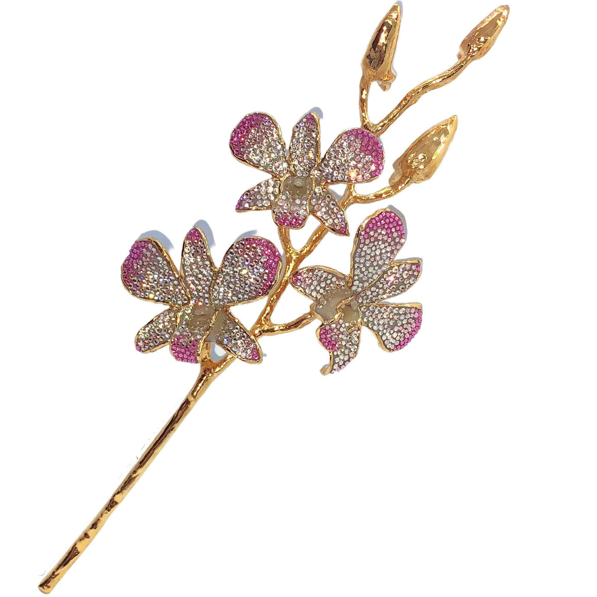 Custom 24K Gold Orchid White To Pink Forever Rose with Austrian Crystals Solid Colors(Made to Order / 14 Day Production)