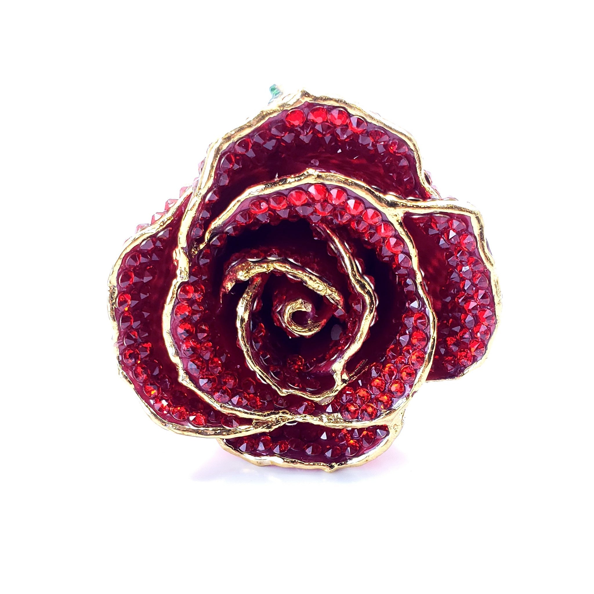 24K Gold Trim Red Forever Rose with Swarovski¨ Crystals (Ready to Ship)