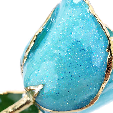 24K Gold Forever Rose - Aquamarine Sparkle (March Birthstone)