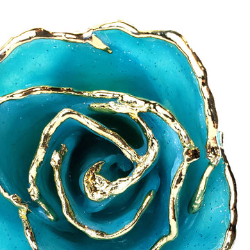 24K Gold Forever Rose - Aquamarine Sparkle (March Birthstone)