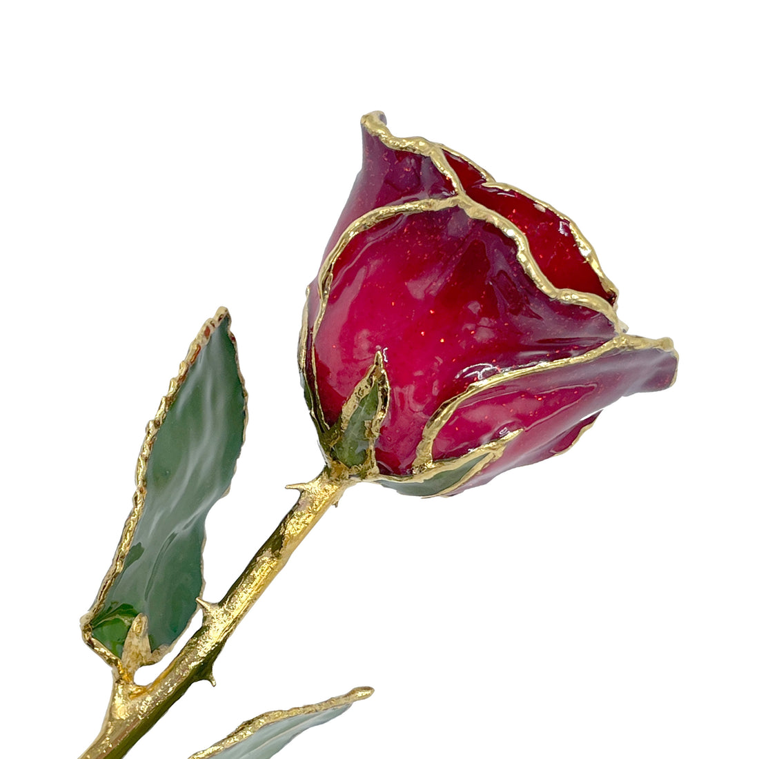 24K Gold Forever Rose - Ruby Red Sparkle (July Birthstone)