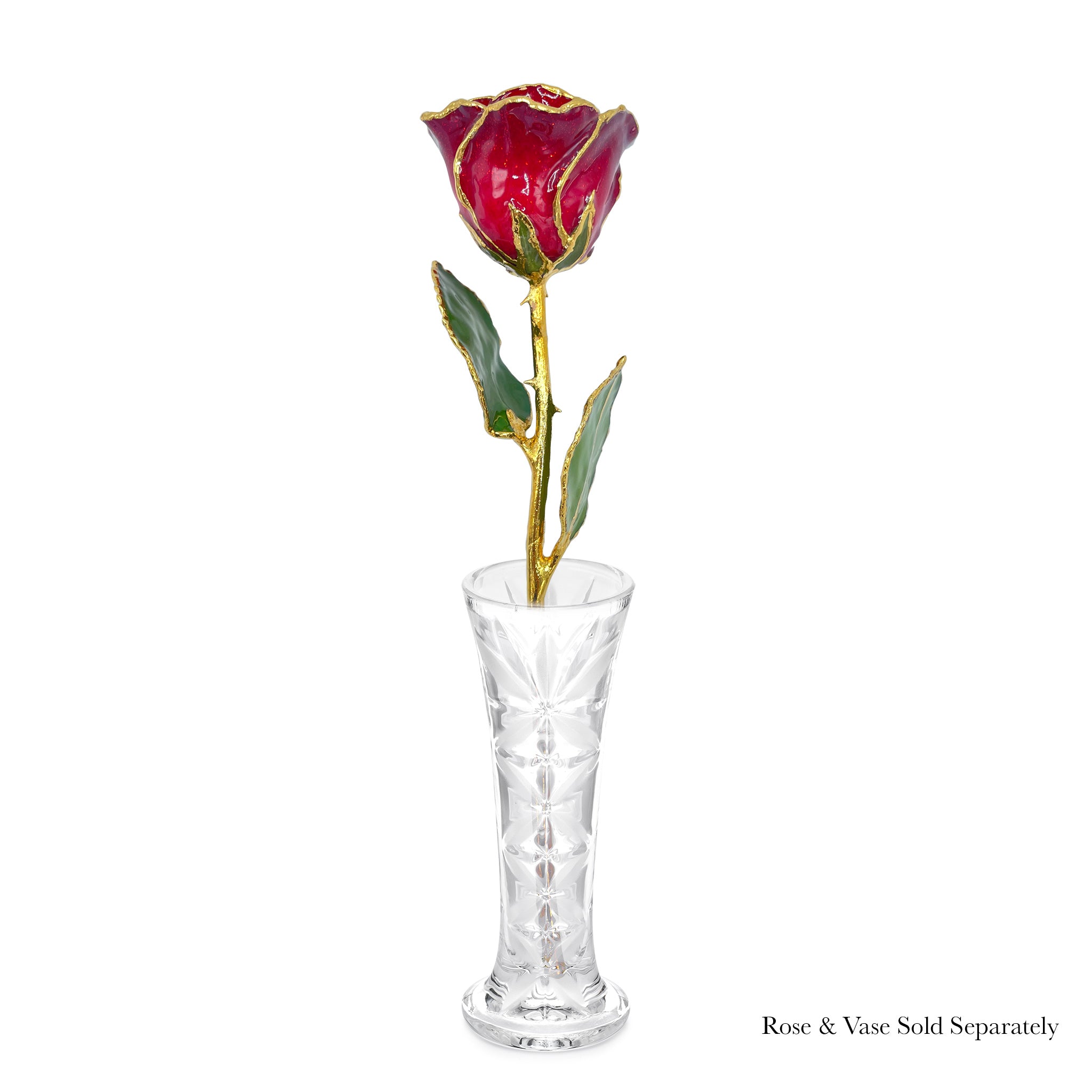 24K Gold Forever Rose - Ruby Red Sparkle (July Birthstone)