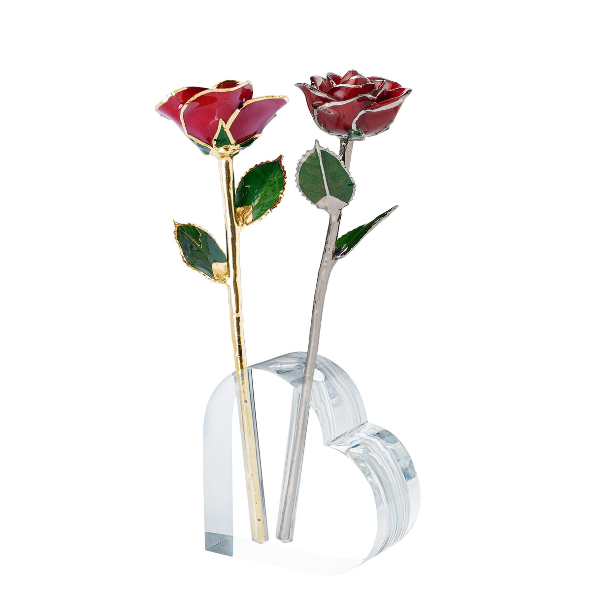 Forever Rose Acrylic Heart Vase Combo