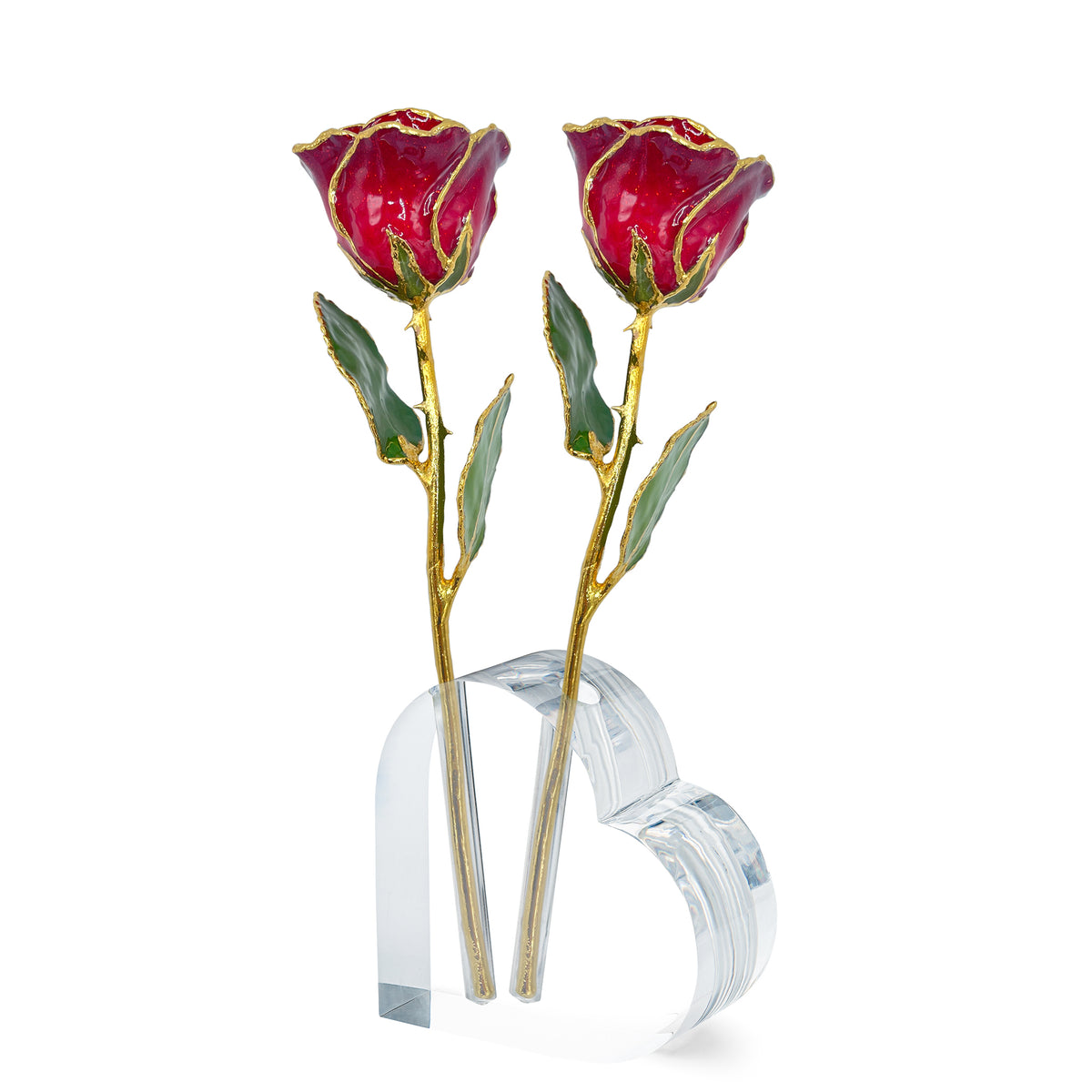 Forever Rose Acrylic Heart Vase (For Two Trimmed Roses)