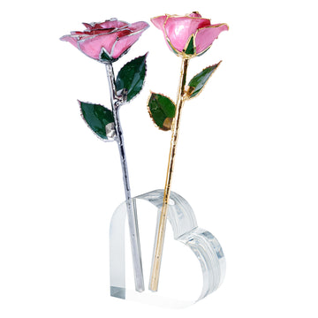 Forever Rose Acrylic Heart Vase Combo