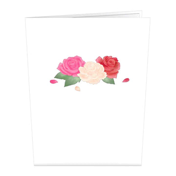 Pink Rose Basket Arrangement 3D Popup Card