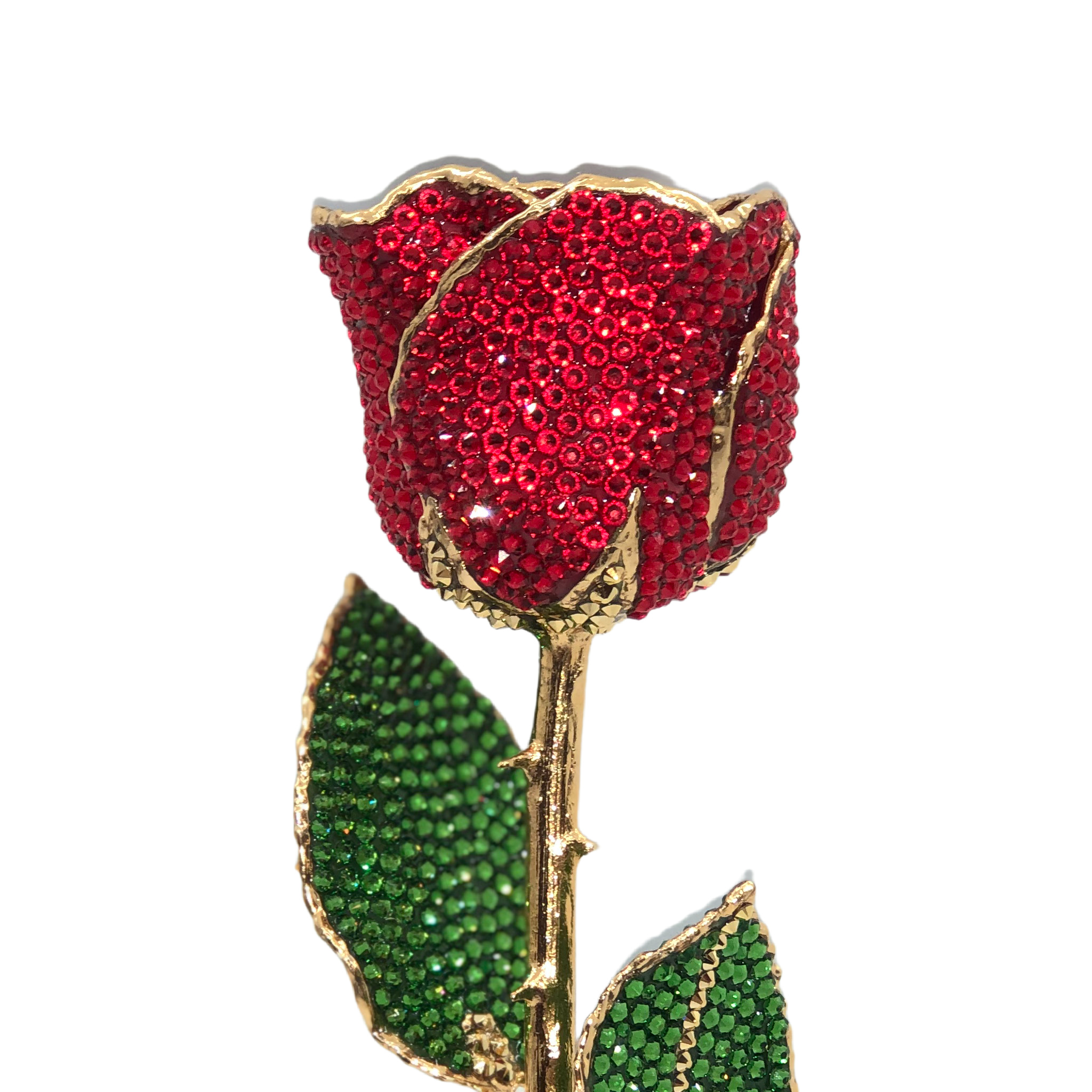 24K Gold Trim Red Forever Rose with Swarovski¨ Crystals (Ready to Ship)