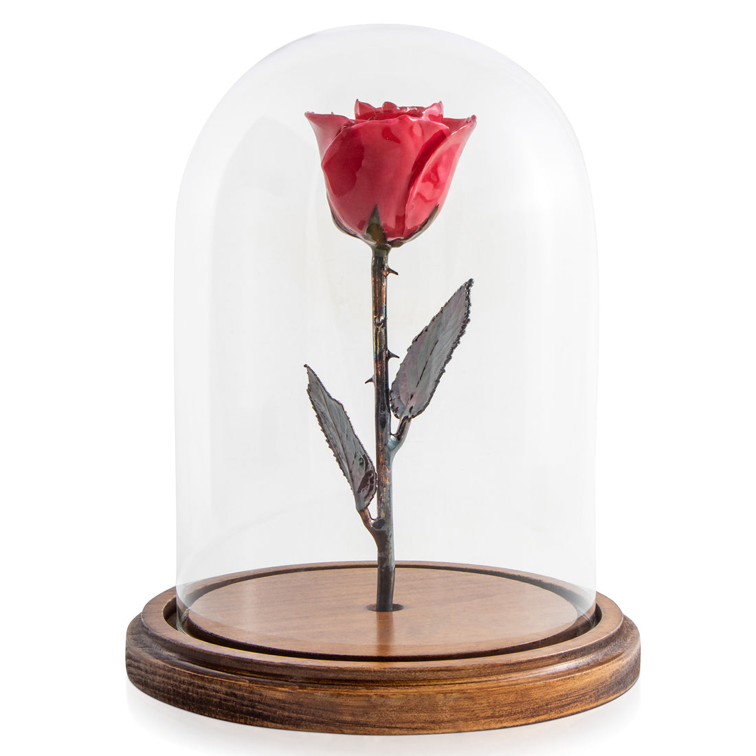 Enchanted Rose in Glass Dome - Red