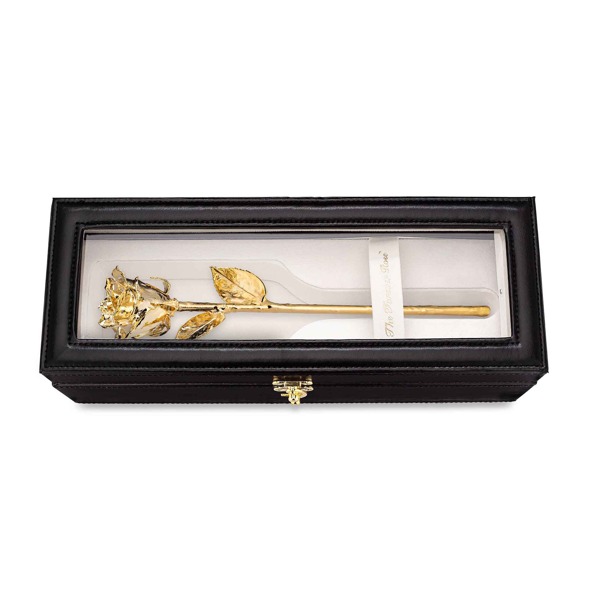 Forever Rose Leather Display Case Combo (24K Gold)