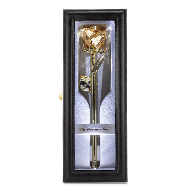 Forever Rose Leather Display Case Combo (24K Gold)