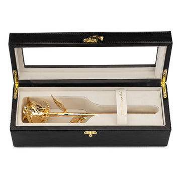 Forever Rose Leather Display Case Combo (24K Gold)