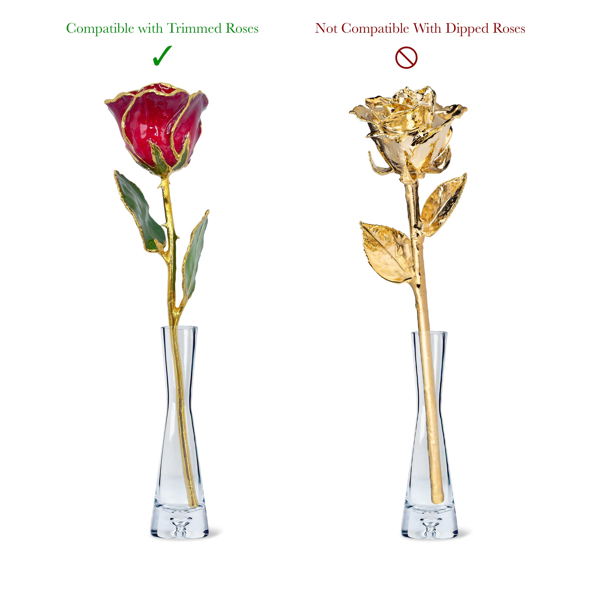Forever Rose Hourglass Vase (For Trimmed Roses Only)
