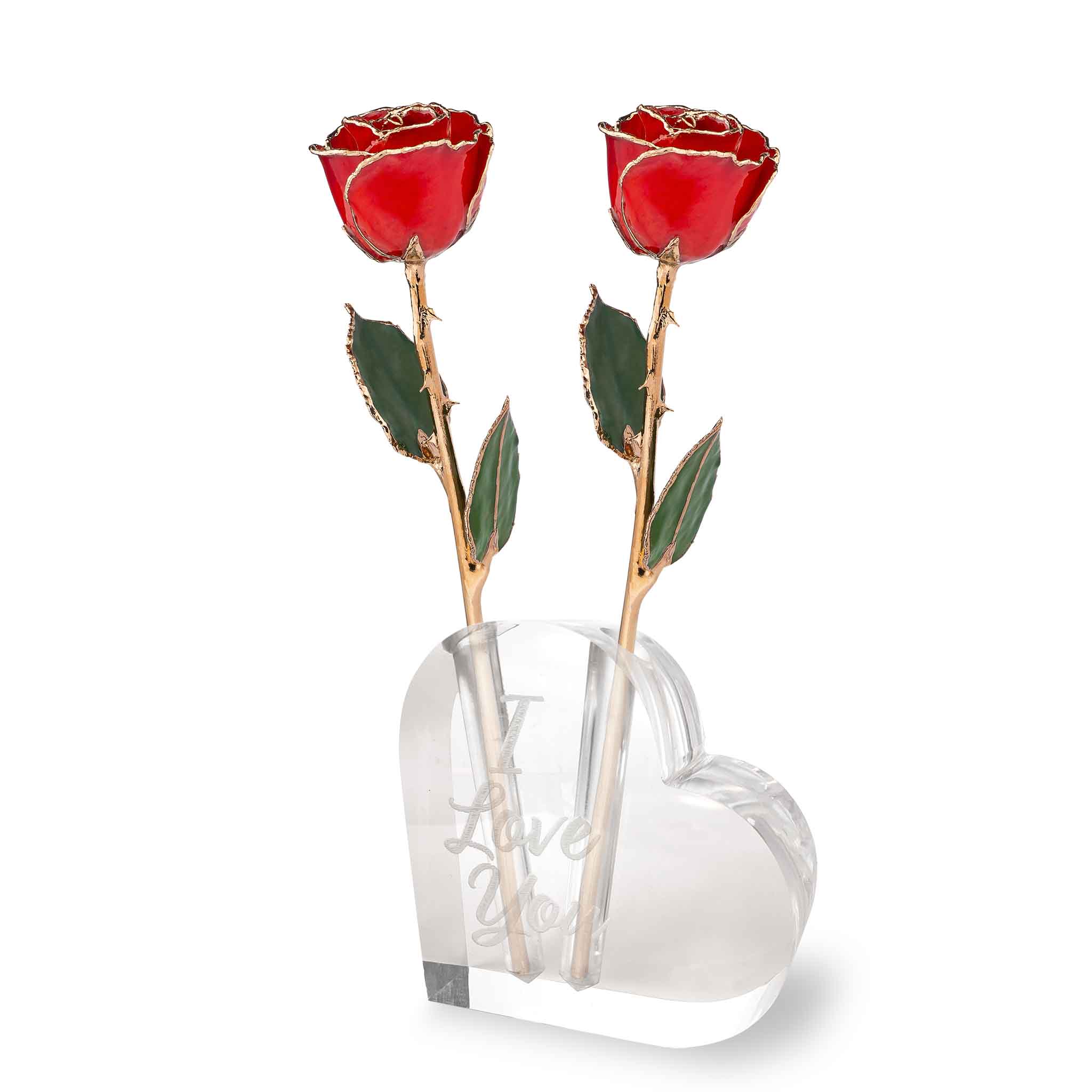 "I Love You" Heart Vase (2 Roses)