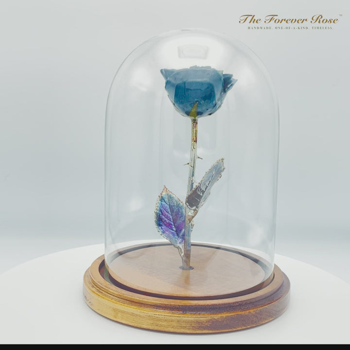 Enchanted Rose in Glass Dome - Blue