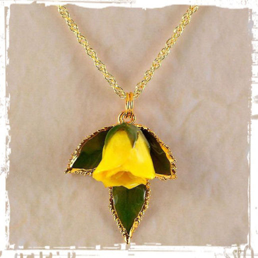 Buy Girls Yellow Rose Gold Necklace for Women Pendant With Chain Artificial  Stone at Amazon.in