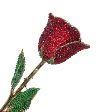 Custom 24K Gold Trim Deep Red (Burgundy) Forever Rose with Swarovski¨ Crystals (Solid Color) (Made to Order)