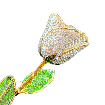 Custom 24K Gold Trim Diamond (April Birthstone) Forever Rose with Swarovski¨ Crystals (Solid Color) (Made to Order)