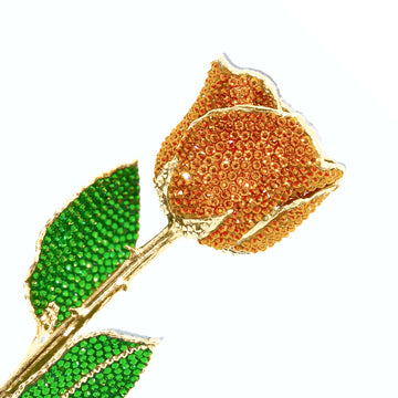 Custom 24K Gold Trim Golden Topaz (November Birthstone) Forever Rose with Swarovski¨ Crystals (Solid Color) (Made to Order)