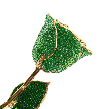 Custom 24K Gold Trim Green Forever Rose with Swarovski¨ Crystals (Solid Color) (Made to Order)