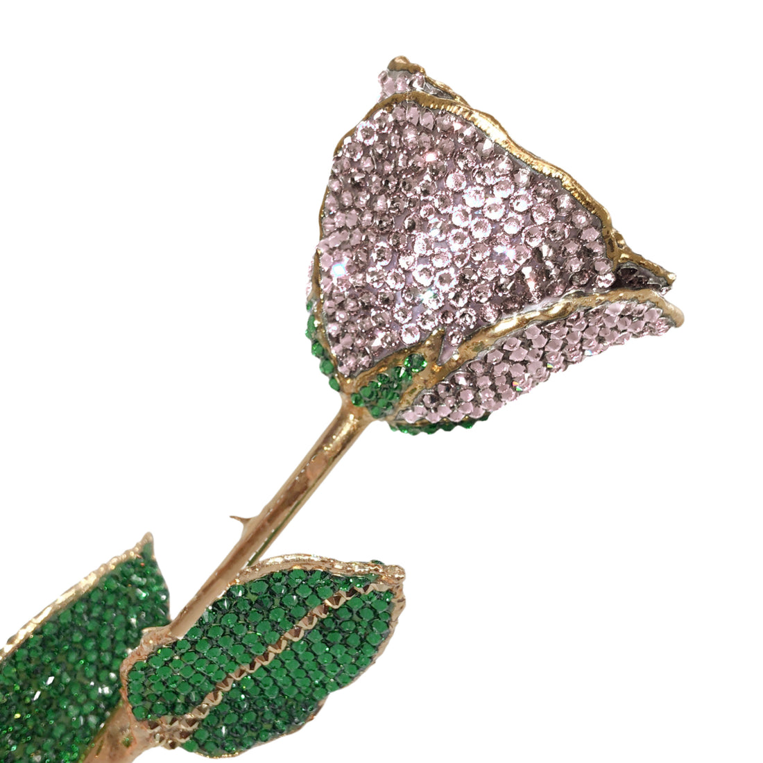 Custom 24K Gold Trim Lavender Forever Rose with Austrian Crystals Solid Colors(Made to Order / 14 Day Production)