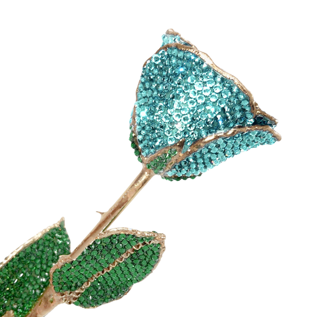 Custom 24K Gold Trim Mermaid Forever Rose with Austrian Crystals Solid Colors(Made to Order / 14 Day Production)