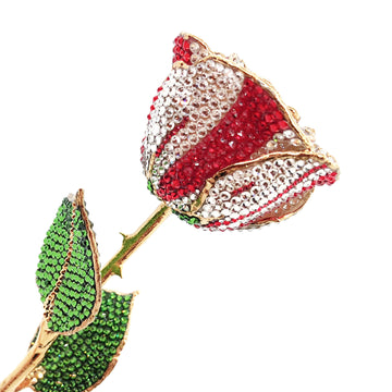 Custom 24K Gold Trim Peppermint Forever Rose with Swarovski¨ Crystals (Multi Color) (Made to Order)