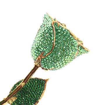 Custom 24K Gold Trim Peridot Sparkle (August Birthstone) Forever Rose with Swarovski¨ Crystals (Solid Color) (Made to Order)